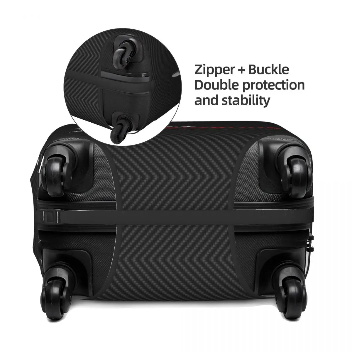 Nurburgring Carbon Fiber White Red Suitcase Cover Protection Elastic Trip Luggage Protector Covers for 18-32 Inch
