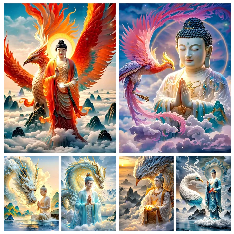 Diamond Painting New Arrival 5D DIY Full Square/Round Diamond Mosaic Embroidery Fantasy Dragon Phoenix Bouddha Home Decor