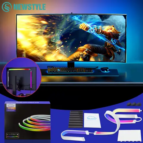 Bilashmart Smart LED Gaming Strip Light Computer Monitor Backlight Sync Strip Light RGB Light Bar Screen USB Gaming Bedroom Decor Lamp