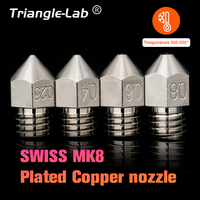 Trianglelab Swiss MK8 Plated Copper Nozzle Durable Non-stick High Performance M6 Thread For 3D printers For CR10 Hotend ENDER3