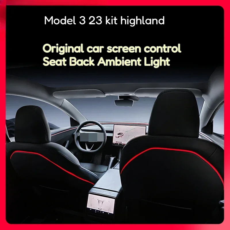 

64 Colors Seat Back Ambient Light Strip For Tesla Model 3 Refresh 2024-2025 Backseat Ambient Lights Car Neon Light