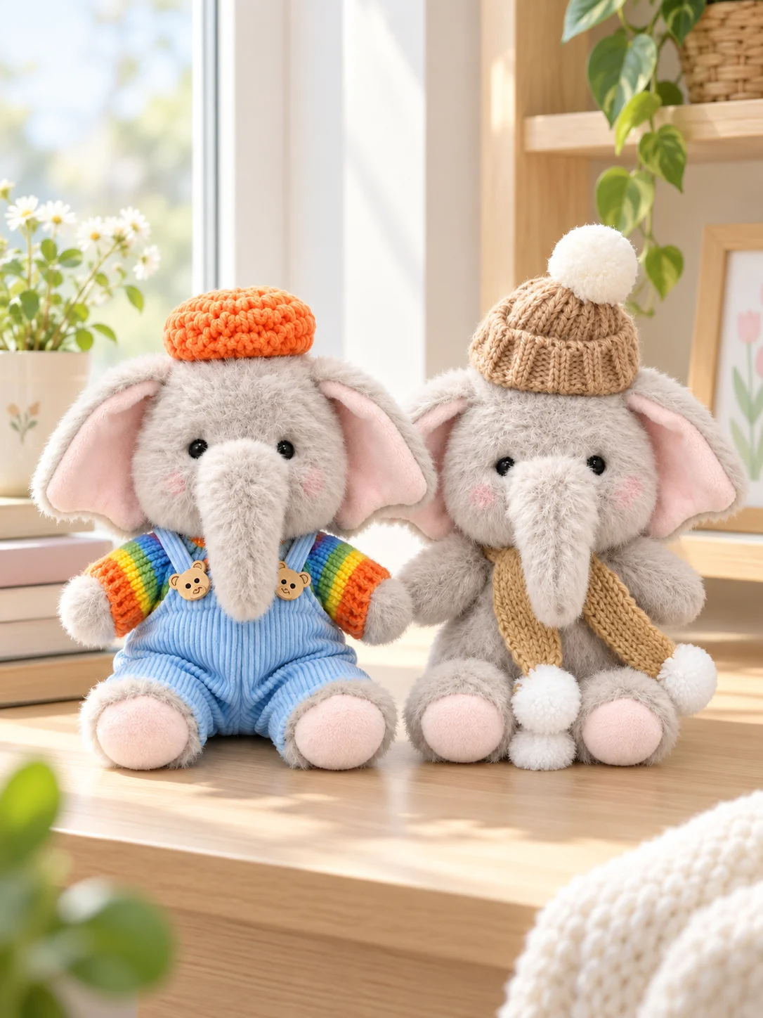 Cute Gray Elephant Plush Keychain Soft Stuffed Animal Bag Charm Car Key Pendant Backpack Decoration Gift