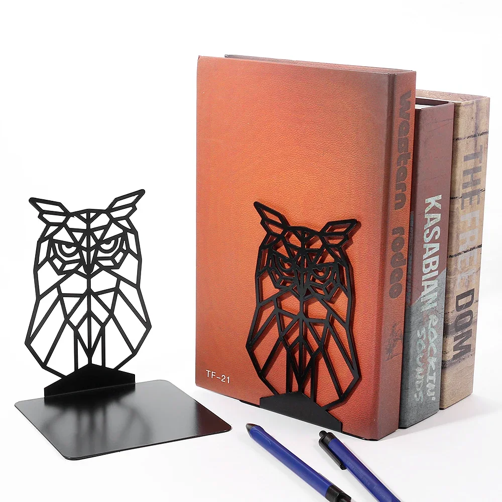 Simples oco coruja bookends preto literatura sala de estudo ornamento requintado livro suporte presente ferro 1 par individualidade livro titular