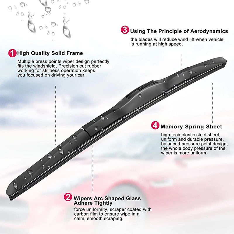 New Three Stage Car Wiper Universal U-type Mute Durable Multi Size Front Windshield Delicate Rubber Wiper Auto Parts