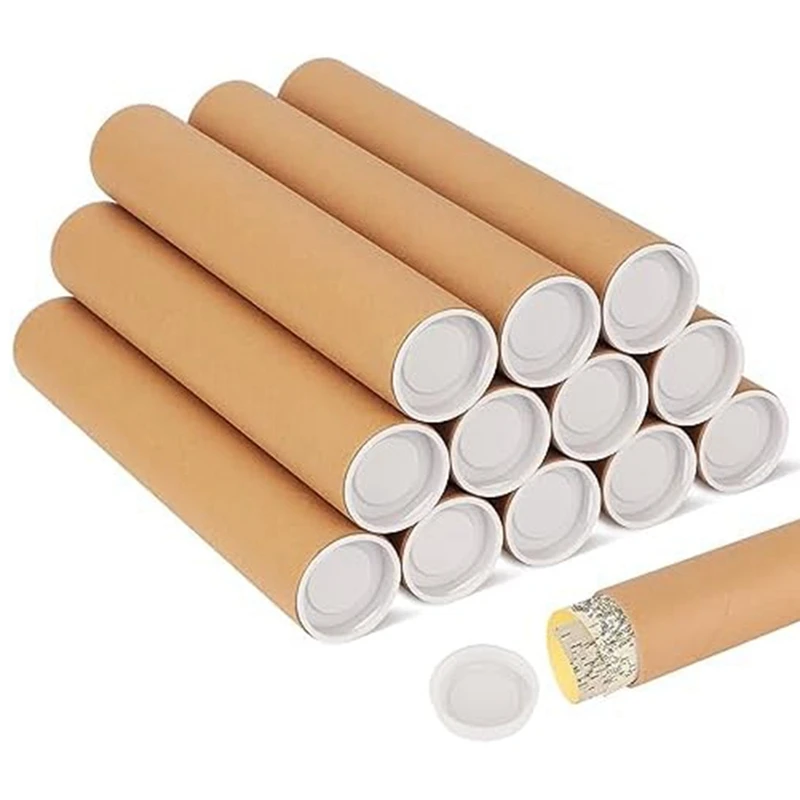 

12PCS Mailing Tubes 2X12 Inch Cardboard Mailers Tube Poster Tube With Caps For Packaging Posters For Mailing