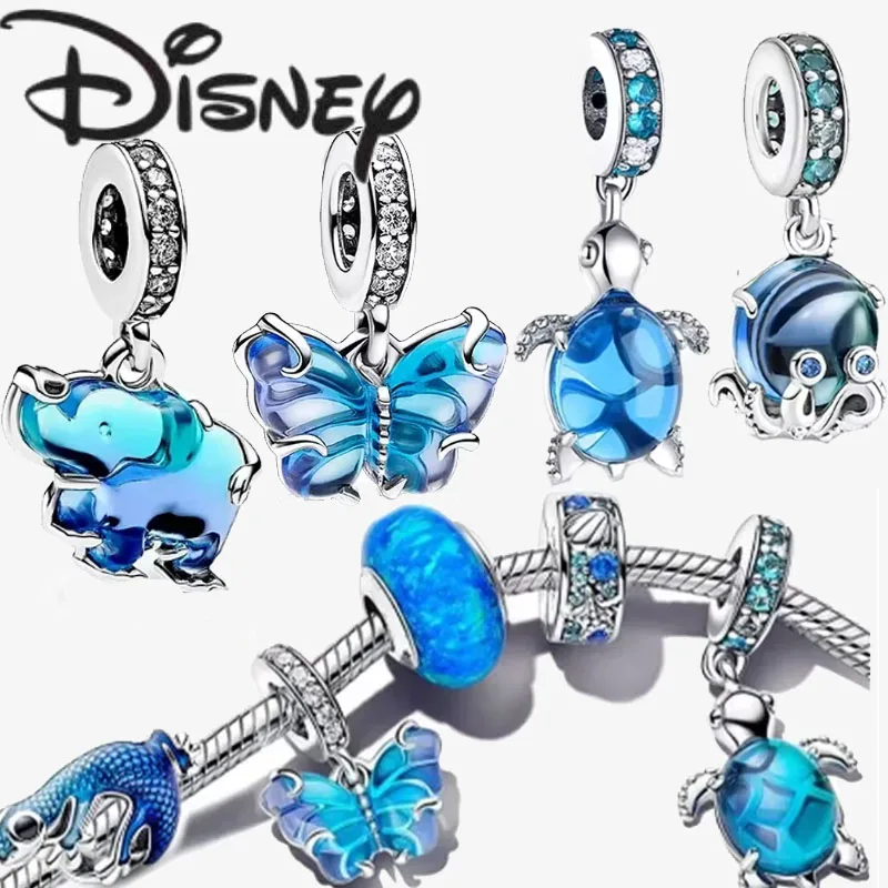 

Disney 2025 New Fashion Creative Blue Octopus Pendant Charm for Original Bracelet Accessories Premium Charms Jewellery Gift