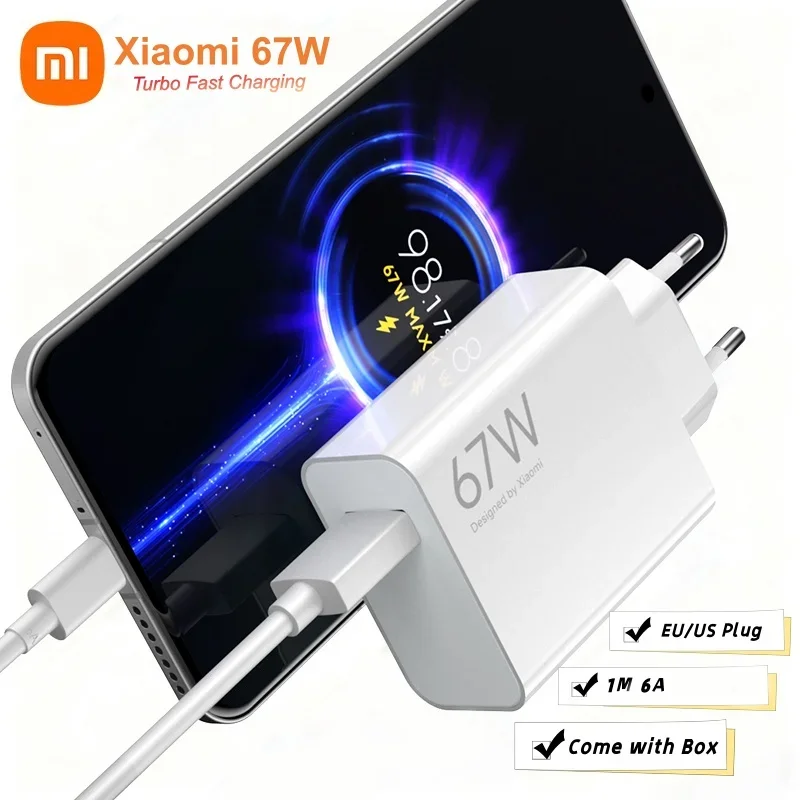 Original Xiaomi 67W  Turbo Fast Charger Type C Cable Xiaomi 17T 15T 14 13T 13 12 11 Ultra Redmi 12T 13 Pro POCO X6