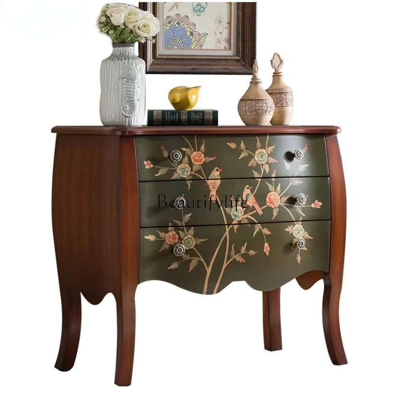 

-*Light luxury door cabinet, art hand-painted European storage cabinet