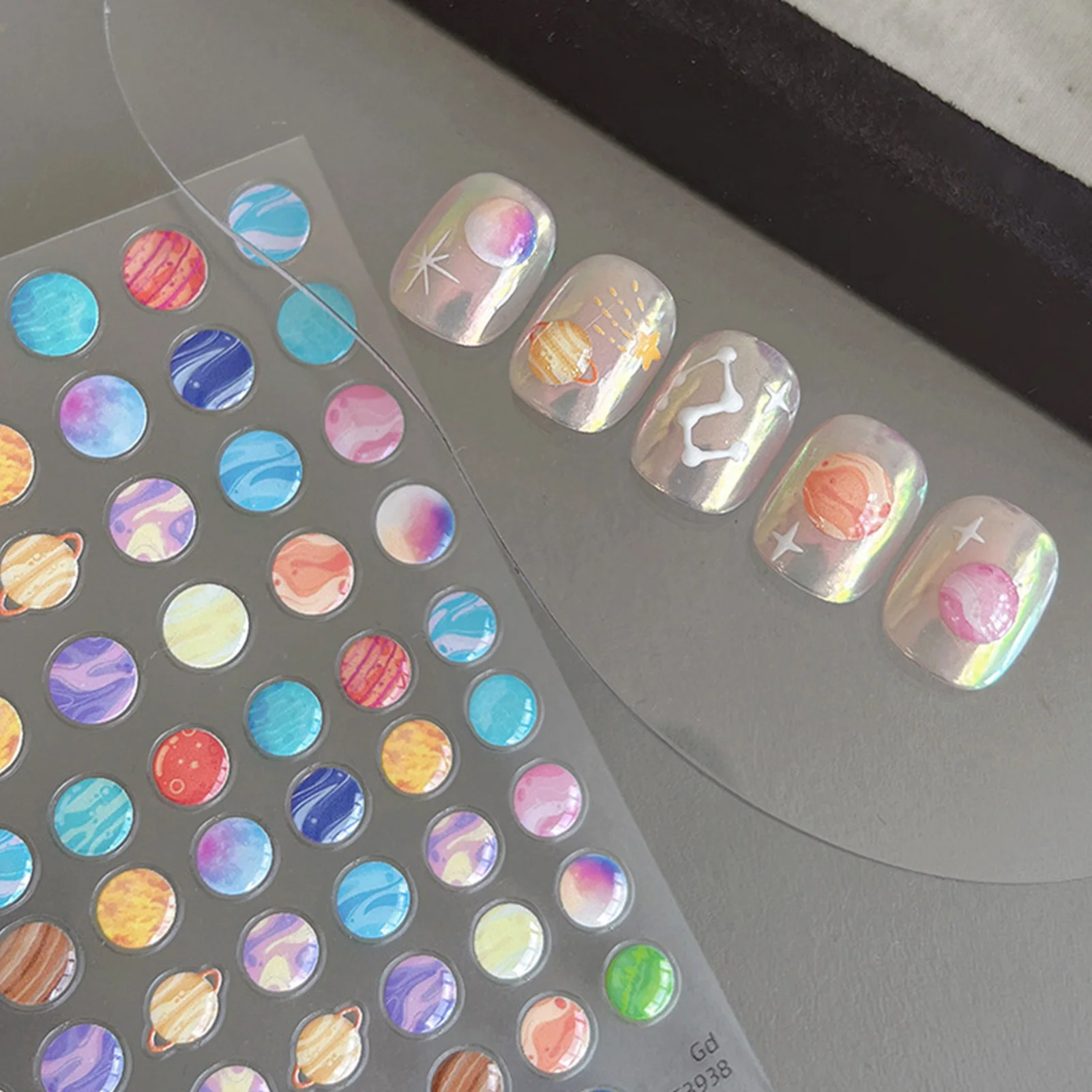 Planetas padrão adesivos de unhas auto-adesivo universo decalques de arte de unhas-espaço temático impermeável diy envoltórios de unhas para manicure