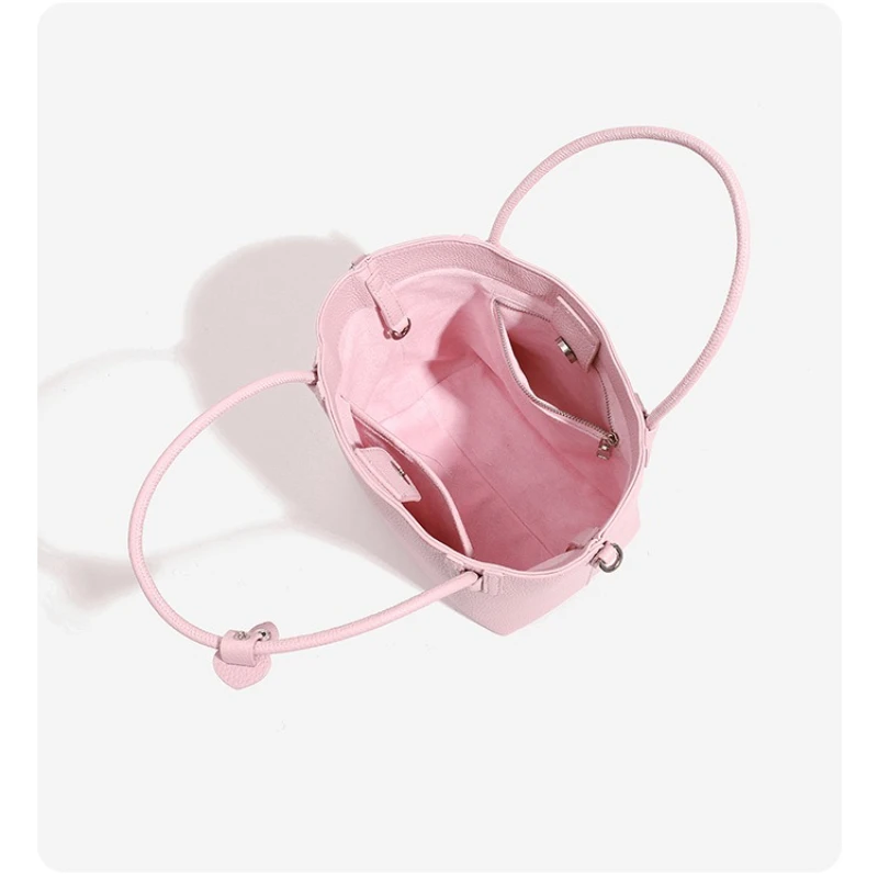 Nieuwe Damesmode Roze Handtassen Retro PU Lederen Emmer Schoudertas Onderarm Tas Casual Vrouwen Groentemand Kleine Handtassen