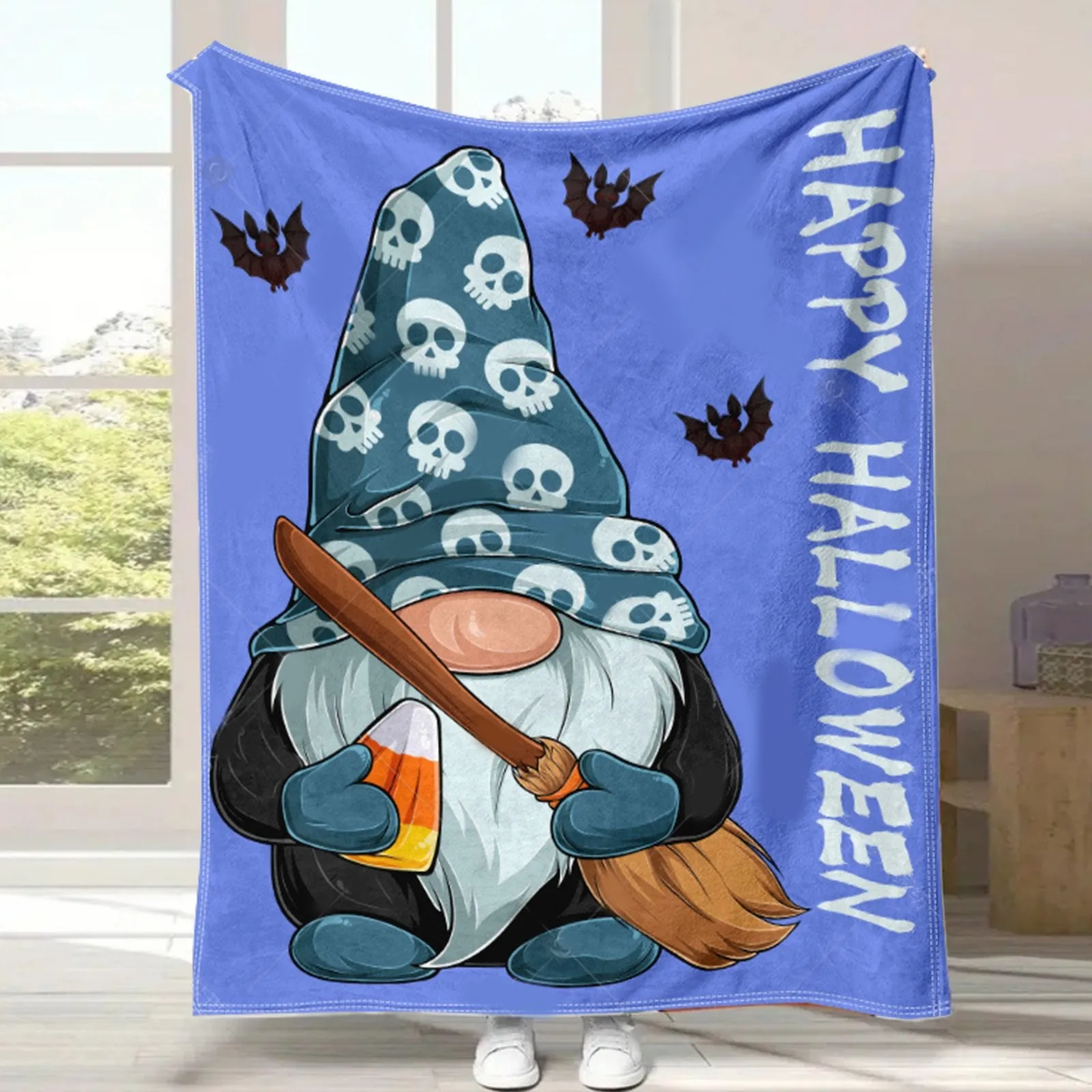 

Cute Ghost Pumpkin Gnome Flannel Blanket Thick And Large Throw Blanket Ultra Soft Cozy Sofa Bed Blanket Halloween Gift Blanket