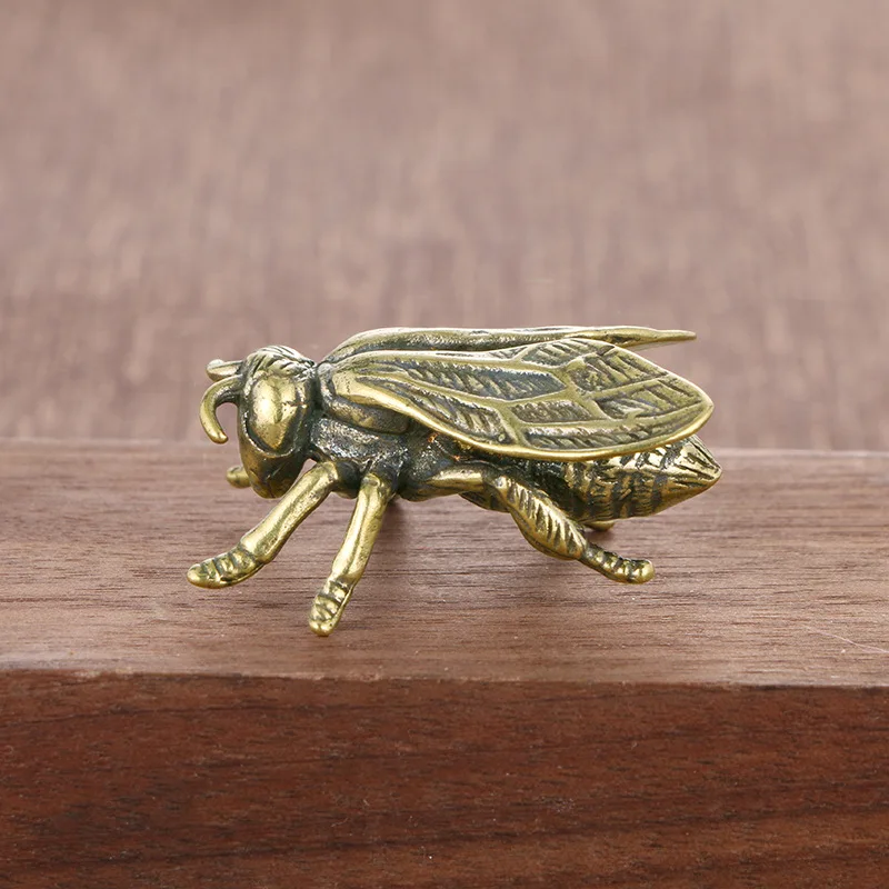 Retro Solid Brass Insect Honey Bee Figurines Miniature Funny Beetle Toy Craft Collection Desktop Small Ornaments Home Decor Gift