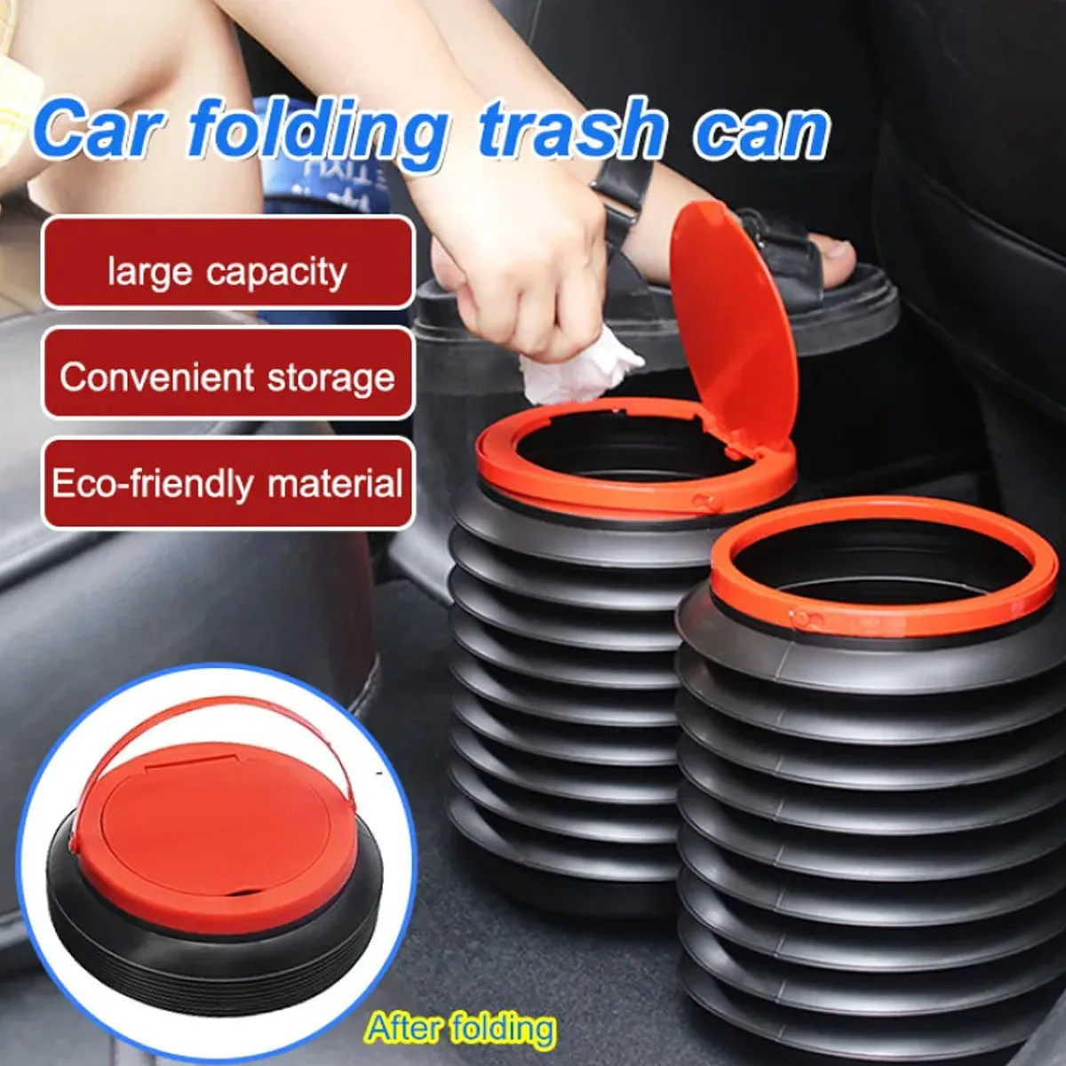 Foldable Mini Car Trash Can Portable Leak Proof Retractable Umbrella Holder Universal Storage Box for Picnic Camping