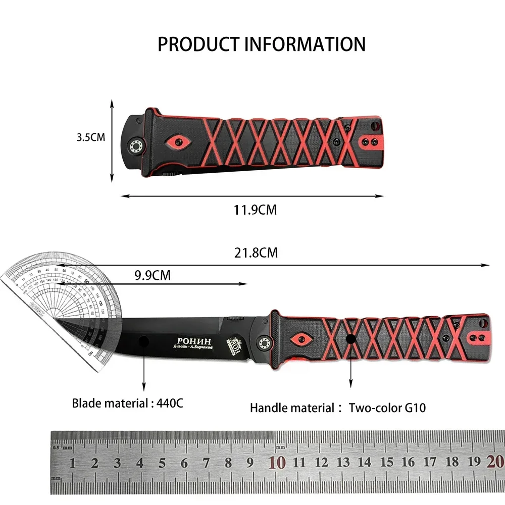 Tactical Russain HOKC Ronin Folding Pocket Knife 440C Blade Non-slip G10 Handles Outdoor Camping Hunting Flipper EDC Tool Gift