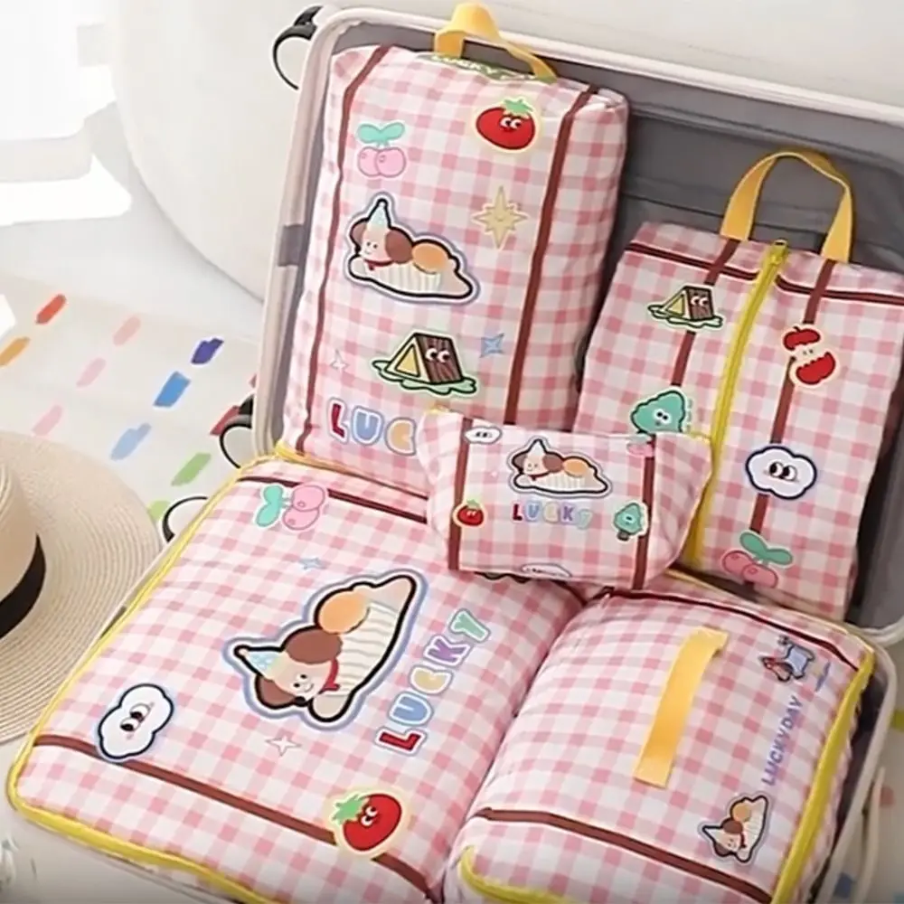 

5Pcs/set Cartoon Makeup Travel Bag Large Capacity Portable Travel Storage Case Waterproof Durable Luggage Storage Organizer