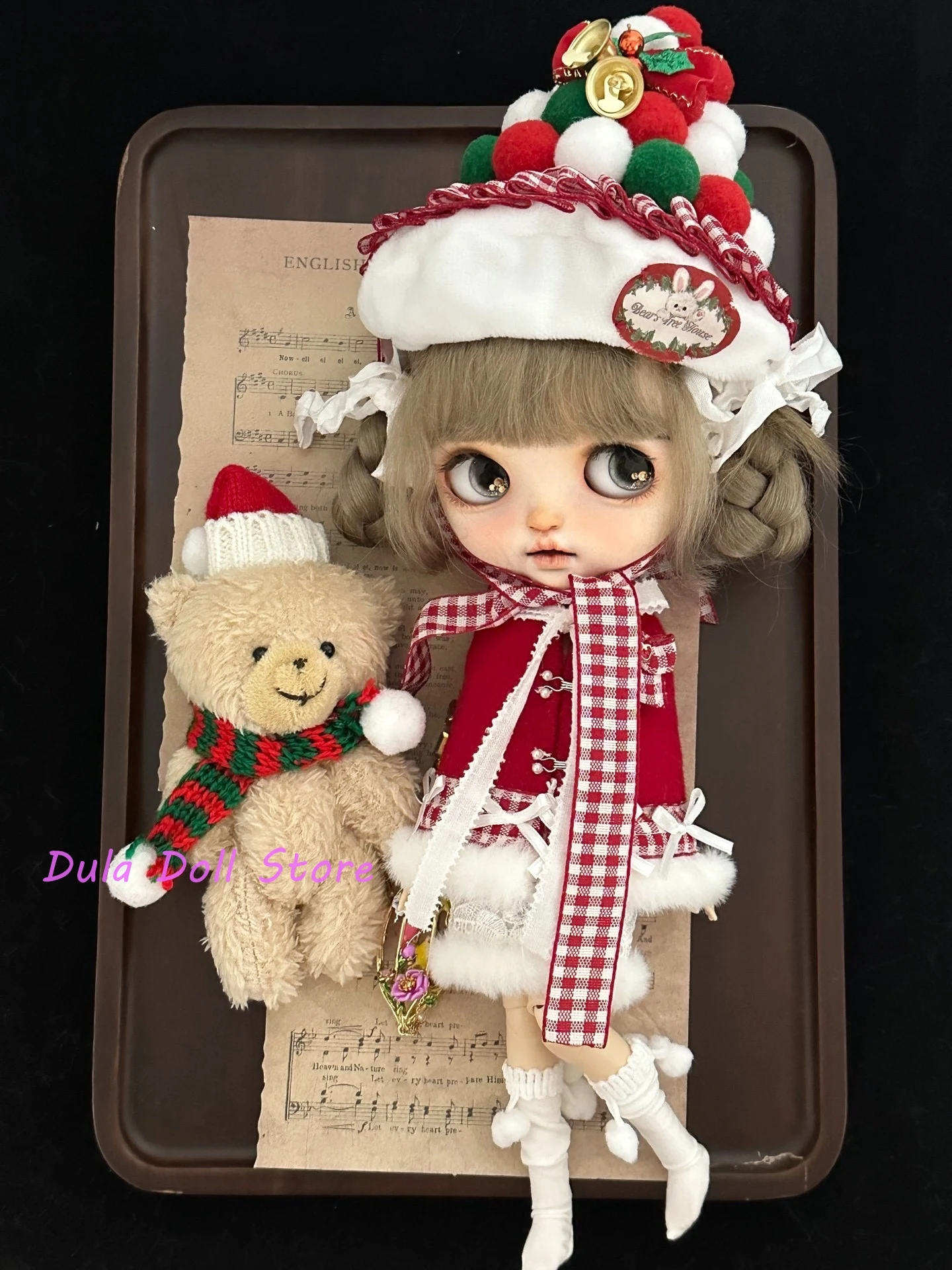 

Dula Doll Clothes Christmas Green Dress and Red Baby Outfit Set for Blythe Landoudou Landazz ob24 ob22 Azone Licca ICY Doll