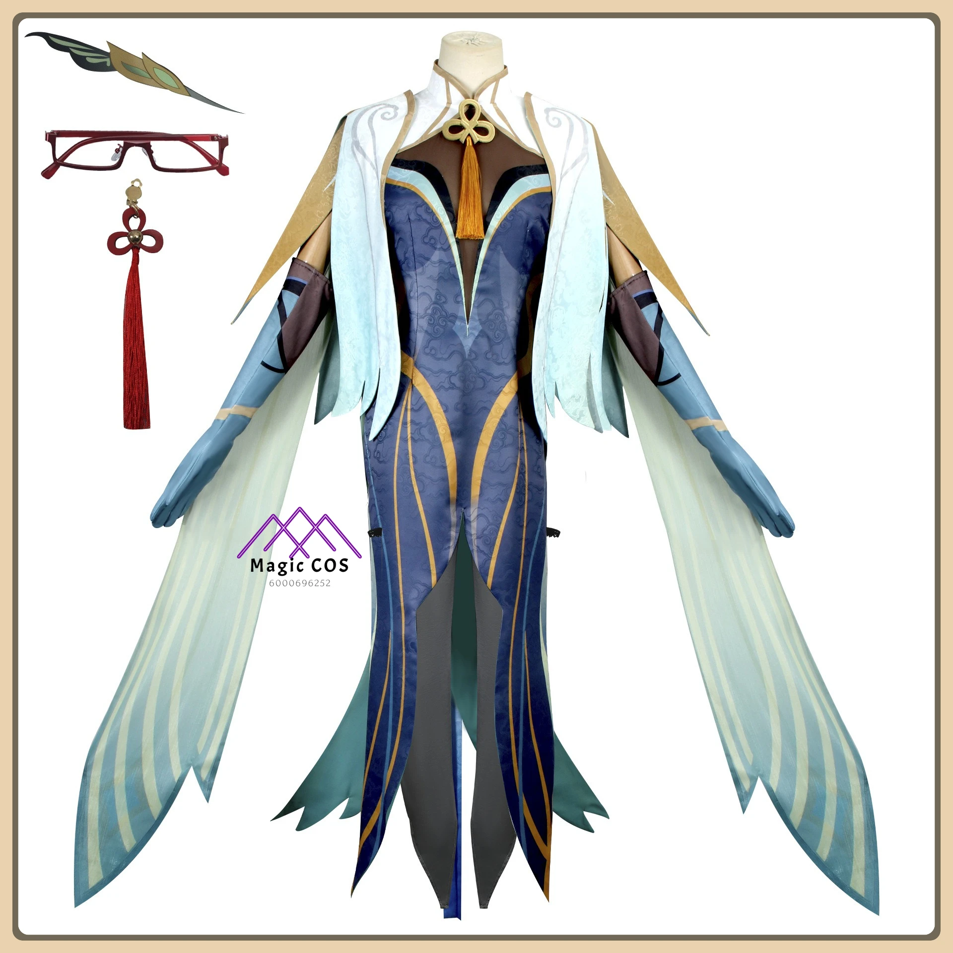 

Genshin Impact Liu Yun Jie Feng Zhen Jun Cosplay Costume Tassel Trim Outfit High Quality Anime Outfit for Women Role Playing