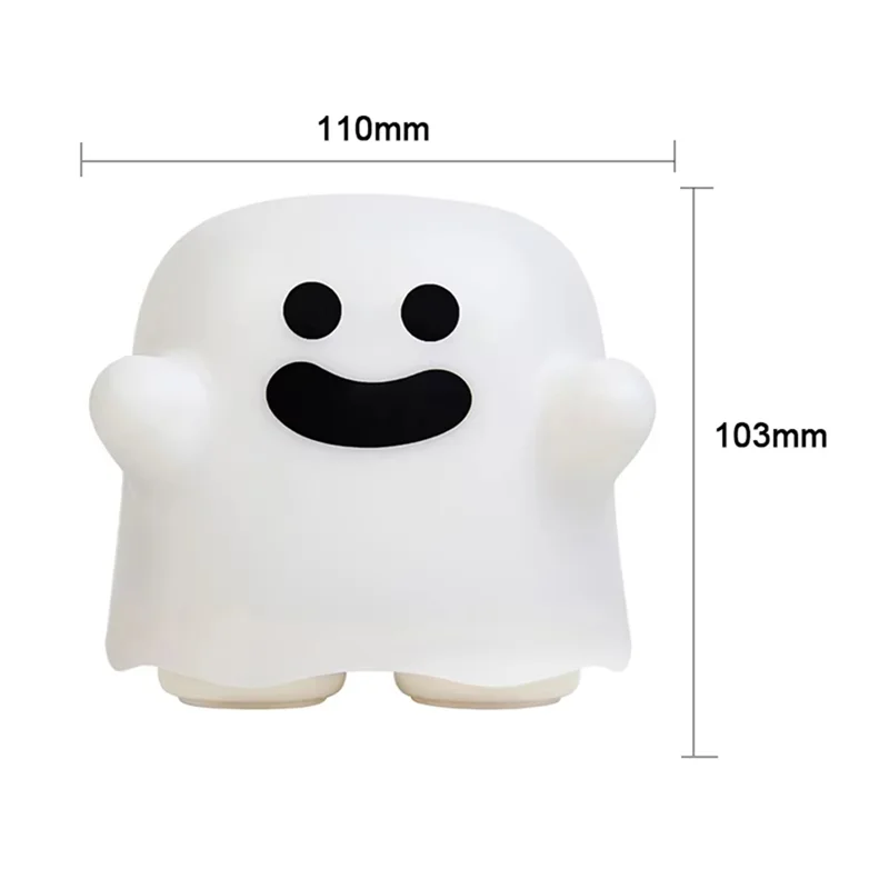 ABRE-Cute Ghost LED ضوء ليلي لغرفة نوم الأطفال، مستشعر اللمس، مصباح سيليكون قابل لإعادة الشحن، هدية مثالية للعطلات للأطفال