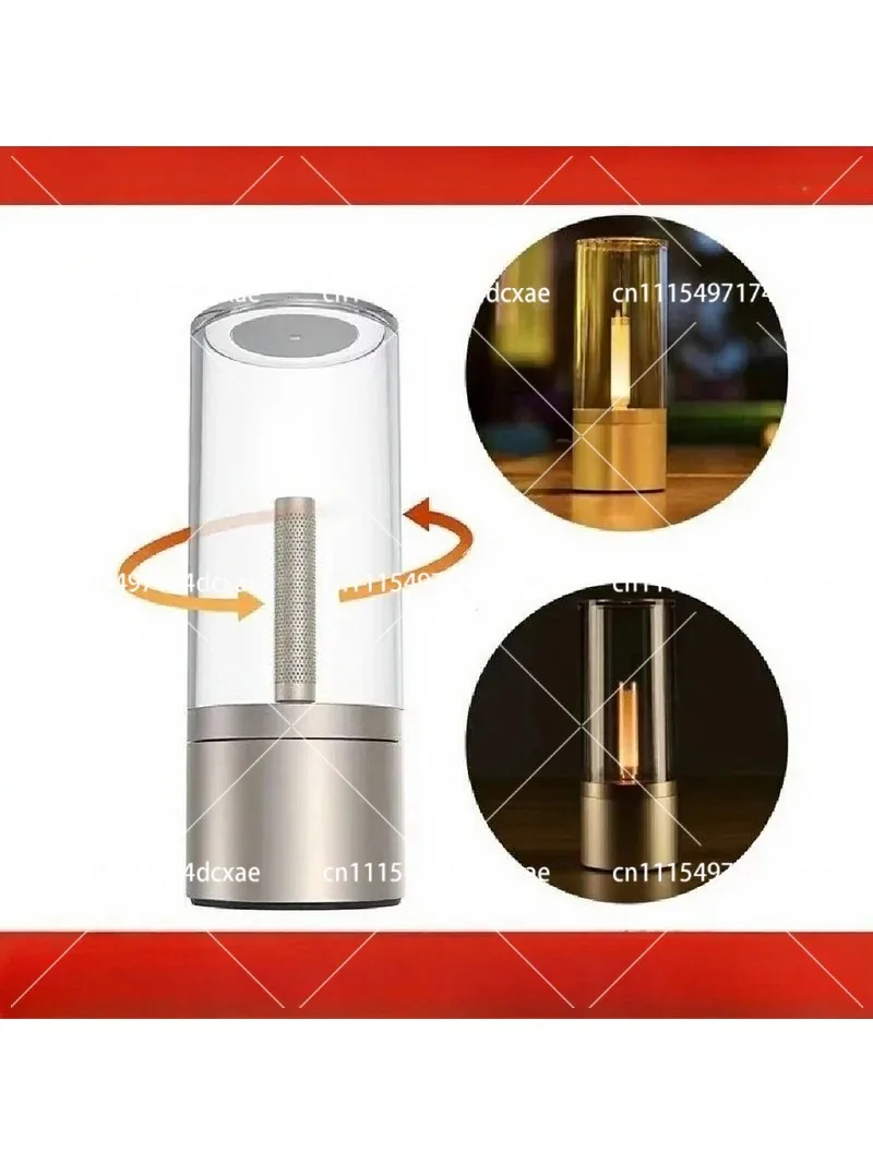 Rechargeable LED Candela Night Light, Stepless Dimming Bedside Lamp for Bedroom Atmosphere