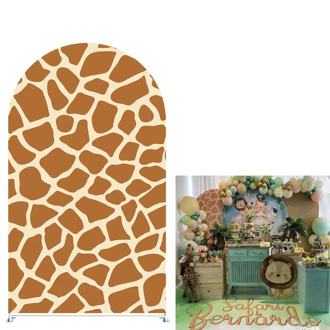 Jungle Safari Animals Giraffe Birthday Party Arch Stretchy Fabric Cover Baby Shower Wild ONE Parties Decorations Arch Backdrop