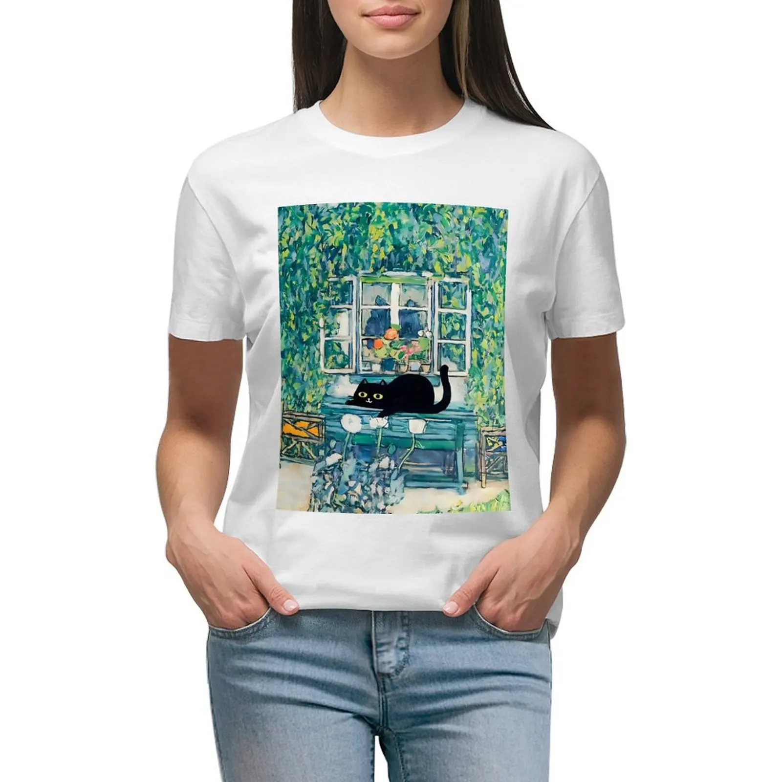 

Gustav Klimt Cat Forester's House T-shirt animal print shirt for girls vintage clothes Woman clothes