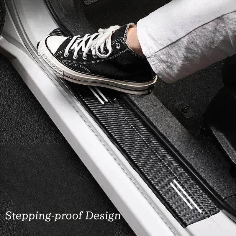 Car Door Threshold Sill Scuff Plate Sticker for Porsche Macan Cayenne Panamera 718 911 Carbon Fiber Trunk Edge Bumper Protective