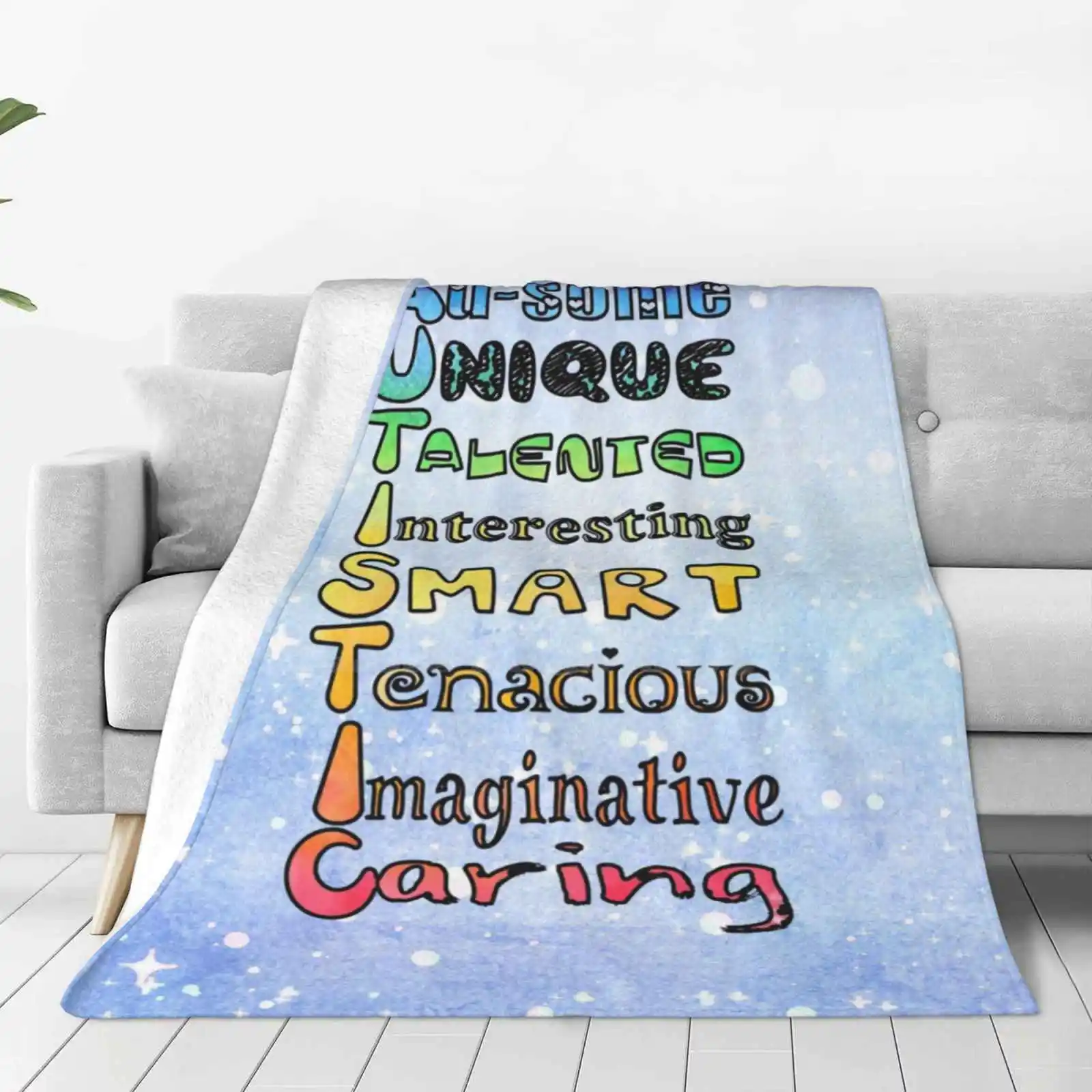 A.U.T.I.S.T.I.C All Sizes Soft Cover Blanket Home Decor Bedding Neurodivergence Neurodivergent Asd Autism Spectrum Disorder