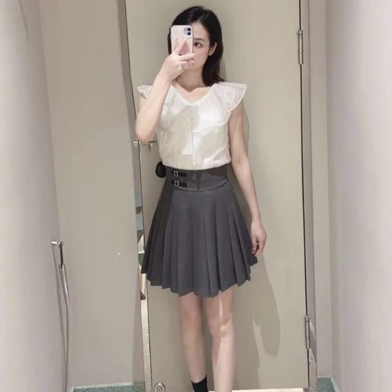 

Japanese New Autumn Winter Fashion Skirts Women All-match High Waist Pleated A-line Mini Skirt Office Lady Elegant Faldas Mujer