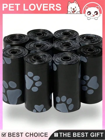 Pet Poop Bags Dog Waste Bags Paw Print Pattern Leak Proof Thick Pet Waste Disposal Bags For Walking Dogs Outdoor Cleaning
