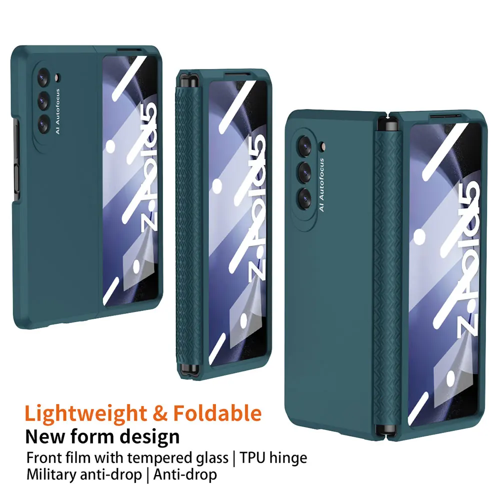 Business Hinge Folding Phone Case For Samsung Galaxy Z Fold5 4 Shell Membrane Integrated All-inclusive Anti-fall Protection Case
