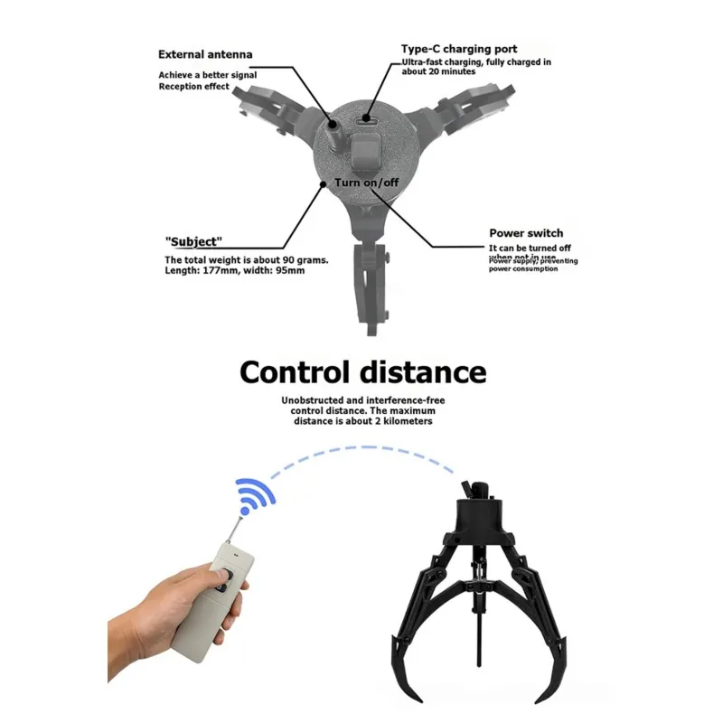 24-hour delivery Intelligent Pick Up Drop Device Drone Mechanical Claw Hook, Air Release Payload Dropper Remote Control Fishing