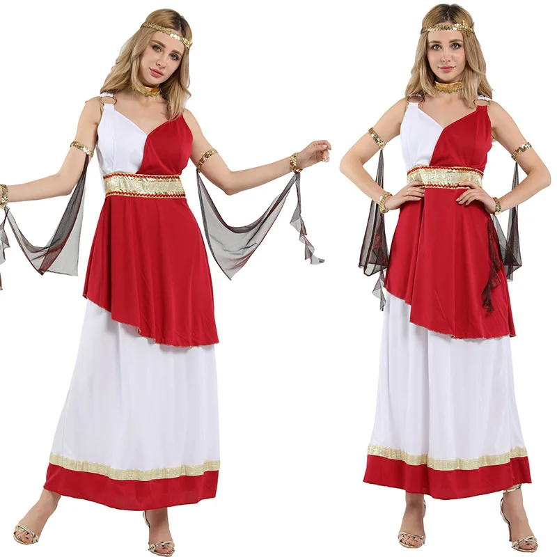 Dame Karneval Athena Cosplay Kostüm alte griechische Göttin arabische Cosplay Halloween Phantasie Party Kleid Erwachsenen Performance-Kleidung