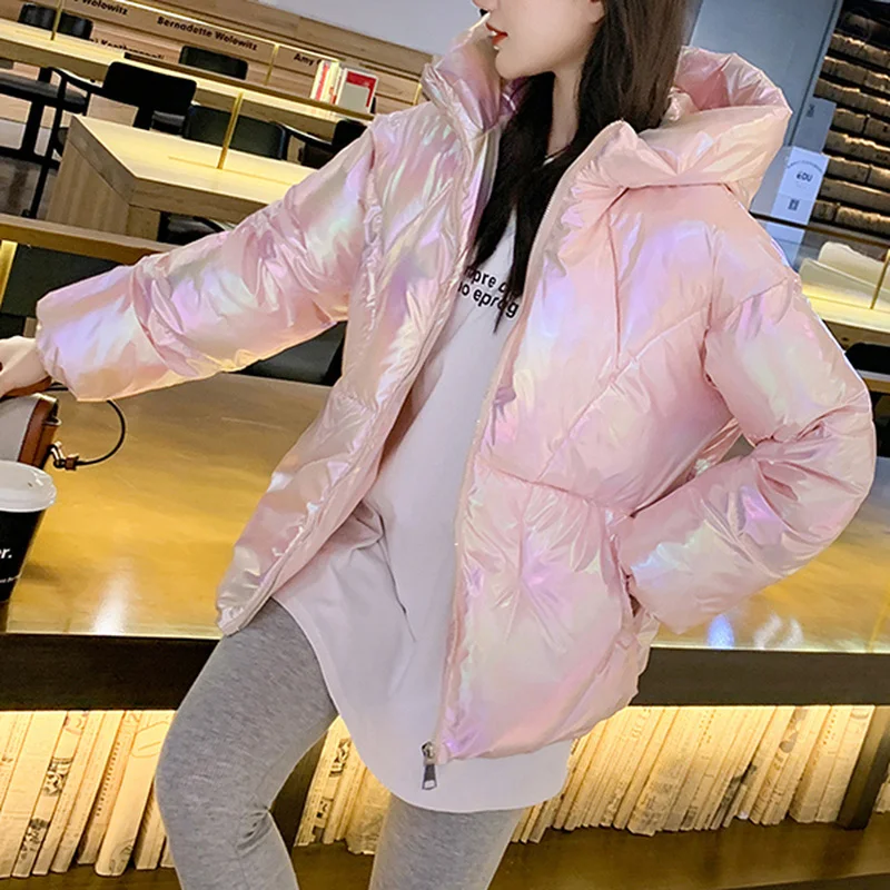 Women Winter Thick Coats Fashion Streetwear Hooded Outwear Windproof Warm Down Jackets 2023 Neon Color Jacket Hoodies Overcoat