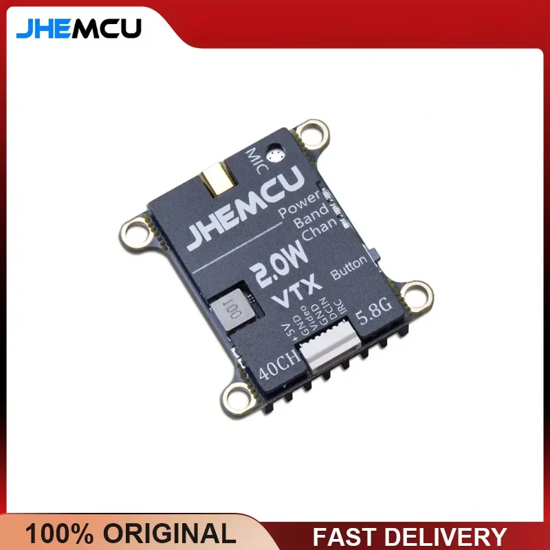 JHEMCU 2W 5.8GHz FPV Transmitter 40CH Switchable 25-2000mW Output, 2-6S 30.5x30.5mm w/ Current Sensor for RC Airplane Long Range