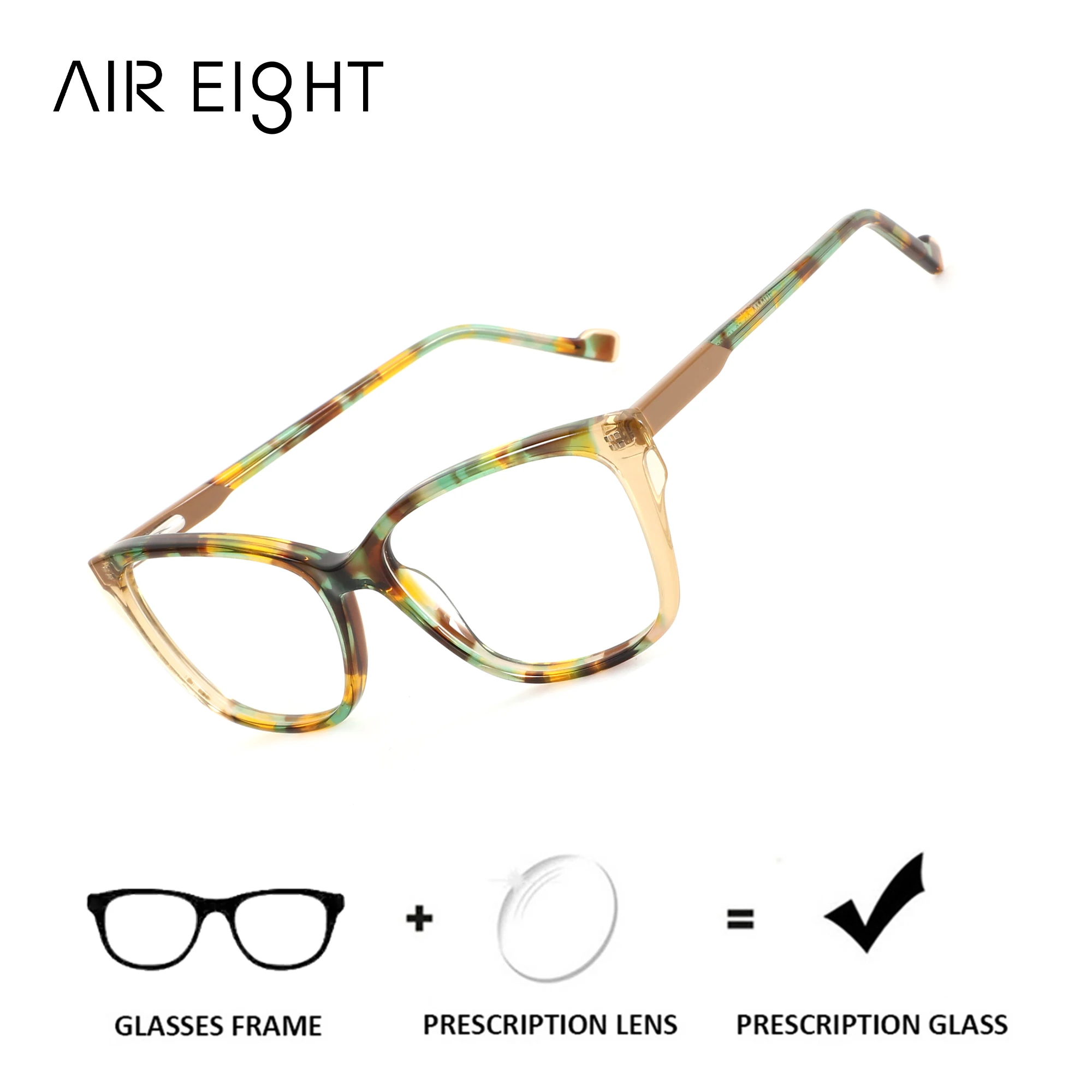 

AIREIGHT (XXS Size) Acetate Square Prescription Glasses For Women Myopia Degree Glasses Photochromic Multifocal Eyewear