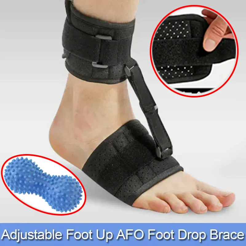 

Adjustable Drop Foot Brace Foot Up AFO Brace Unisex Fits for Right/Left Foot Orthosis Ankle Brace Support, Improve Walking Gait