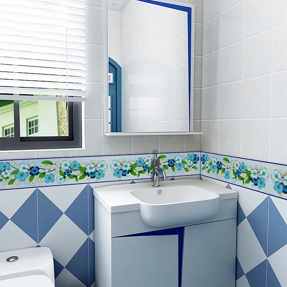 Waterproof Wall Panels Decorative Trim - 23 Designs Self-Adhesive Floor Tiles & Baseboard (Bathroom/Kitchen Easy DIY)