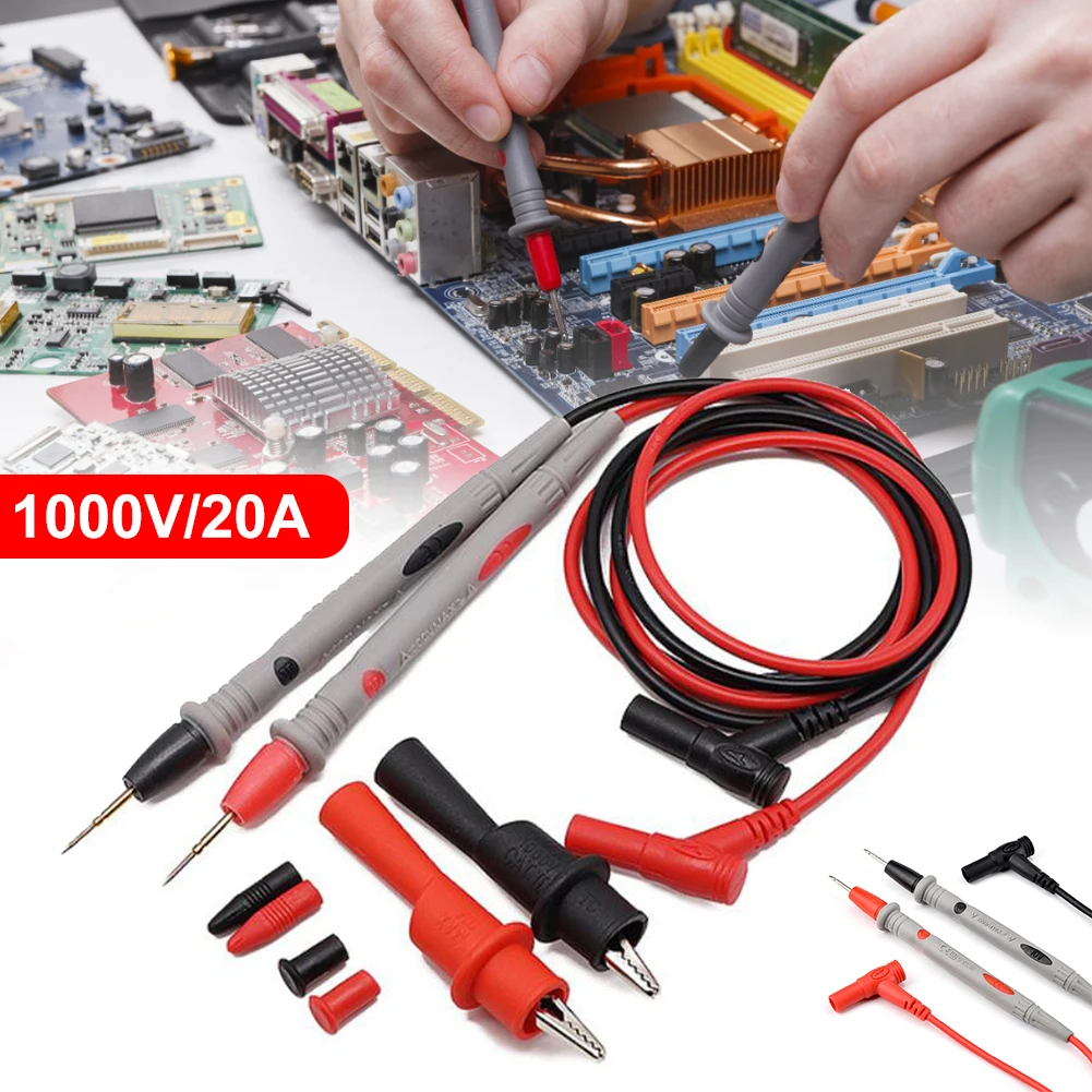 1 Pair 20A 1000V Probe Test Leads Pin for Digital Multimeter Needle Tip Multi Meter Voltmeter Tester Lead Probe Wire Pen Cable