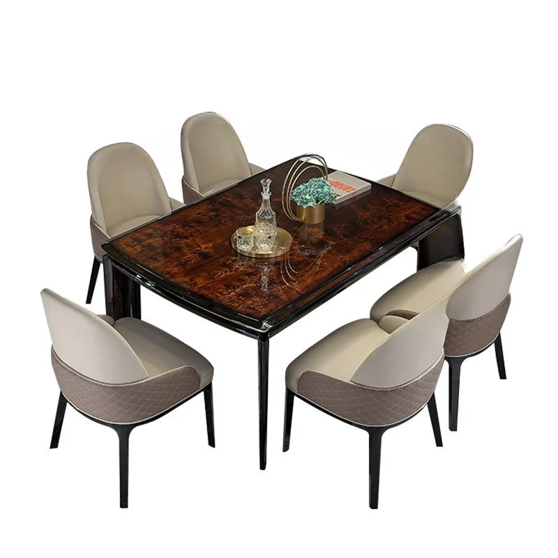 

Light luxury dining table and chairs