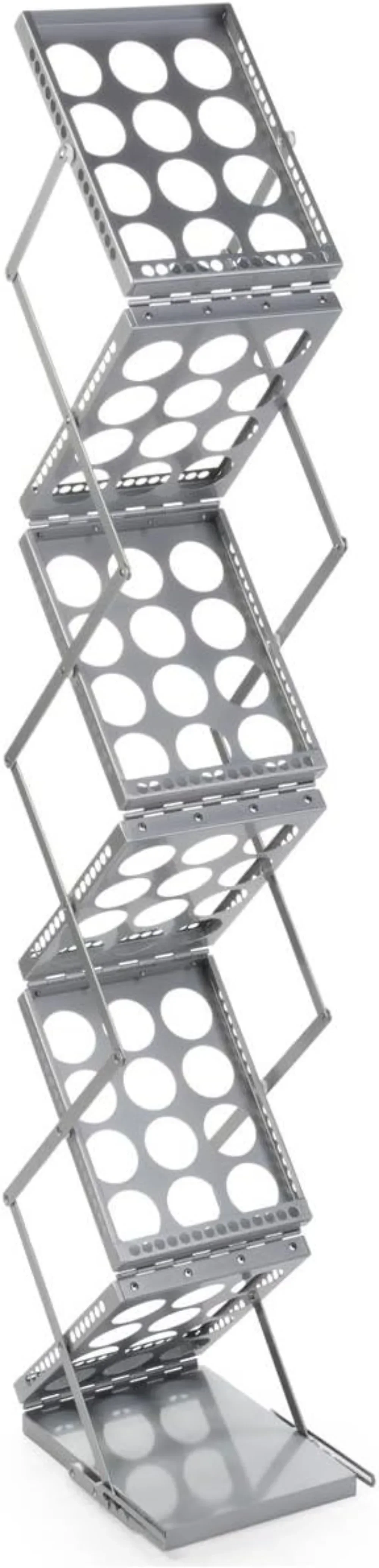 Aluminum Portable Literature Rack with 6 Pockets, Carrying Bag - Silver