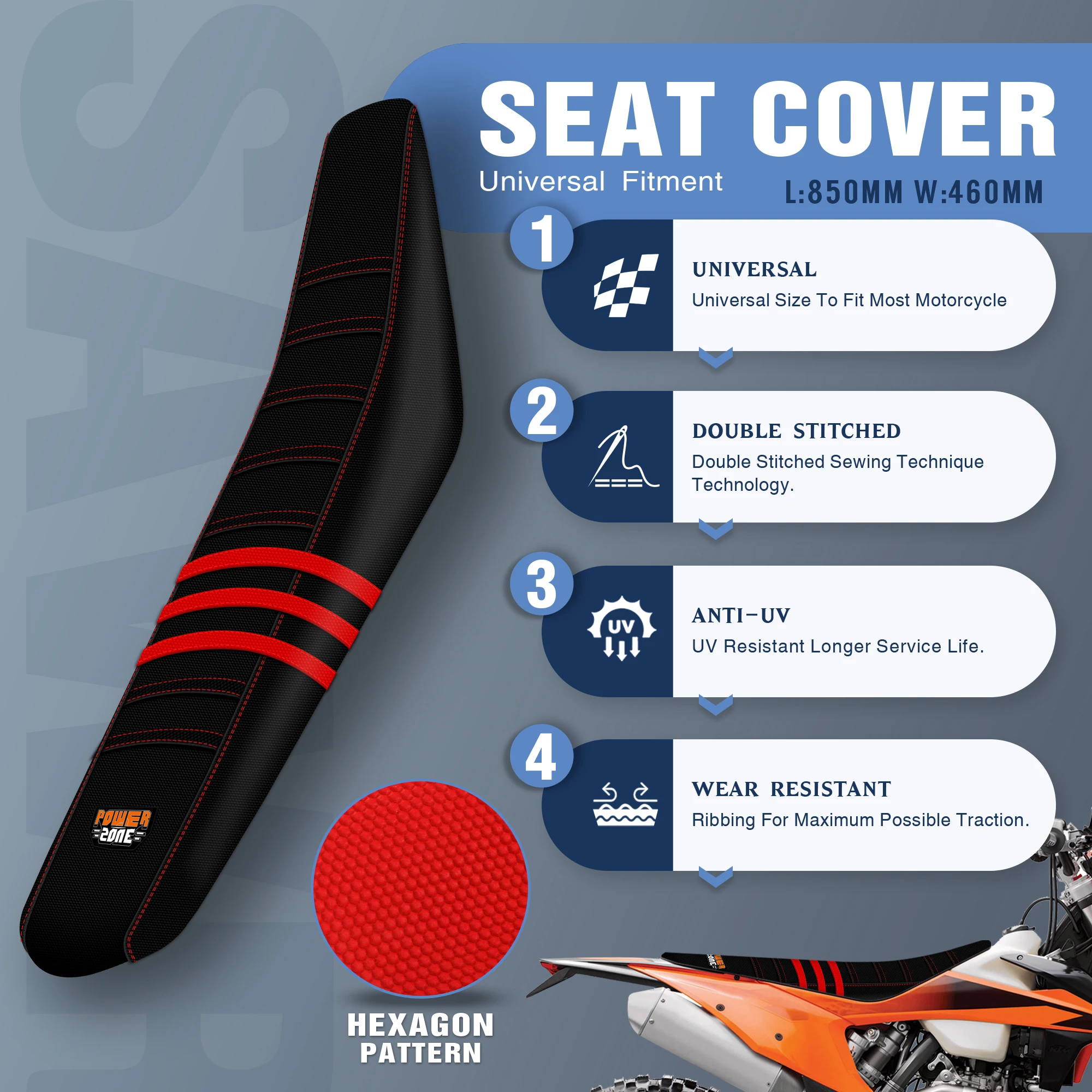 

Чехол на сиденье мотоцикла Sawrain, универсальный, подходит для Honda KTM Yamaha Husqvarna, защита, противоскользящие водонепроницаемые чехлы на сиденья