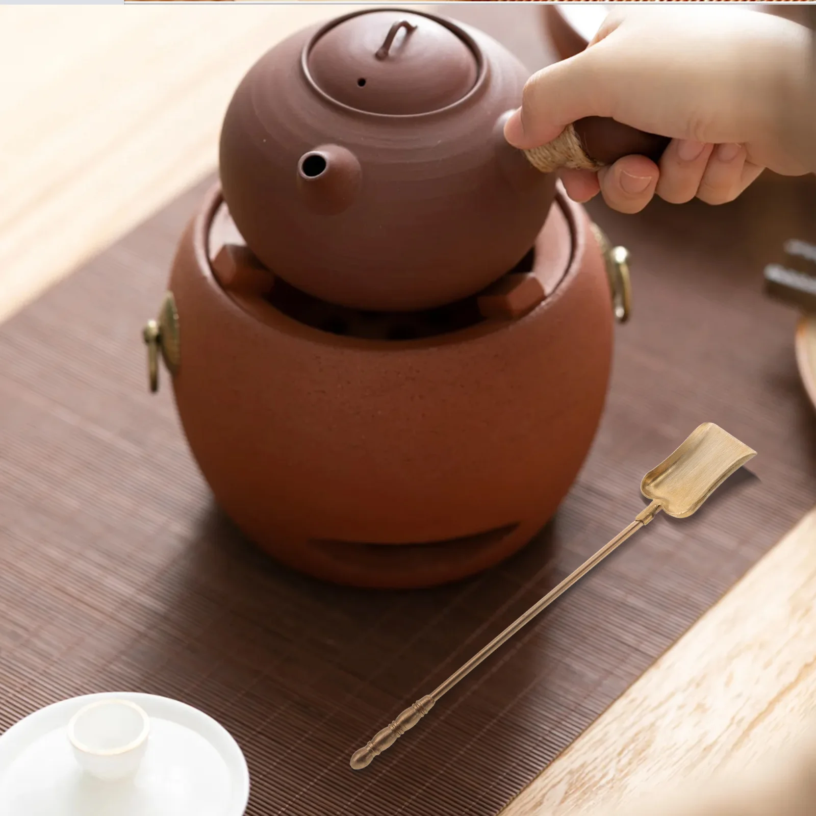 مجرفة شاي نحاسية متطورة متعددة الوظائف لضبط موقد حفل الشاي محمول منزلي بأسمائها الحقيقية الجمالية