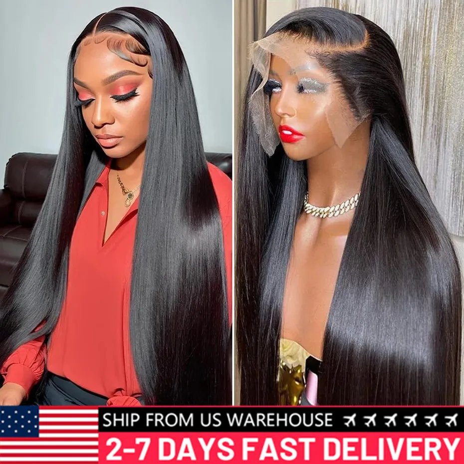 38Inch Bone Straight Human Hair Lace Frontal Wigs Brazilian 13x4 13x6 Lace Front Human Hair Wigs For Women 6x4 5x5 Glueless Wig