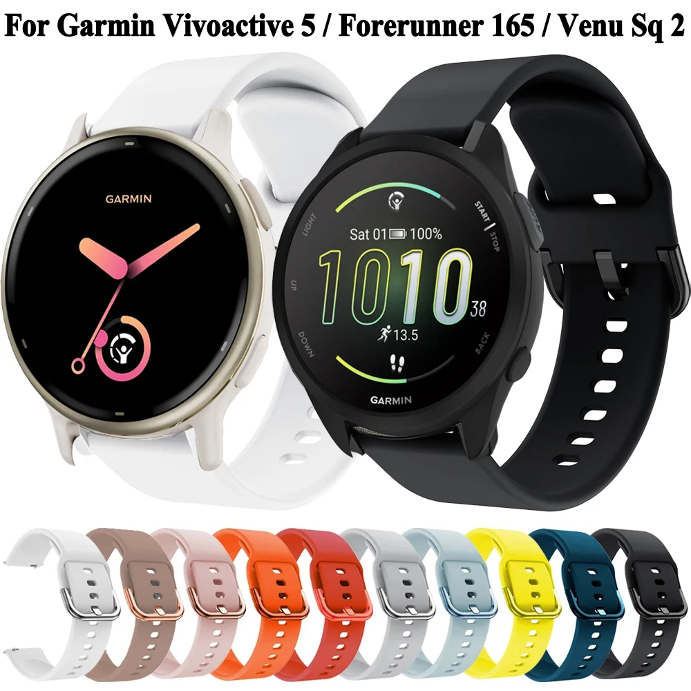Ремешок силиконовый для смарт-часов Garmin Vivoactive 5 3 Forerunner 165 245 645 55