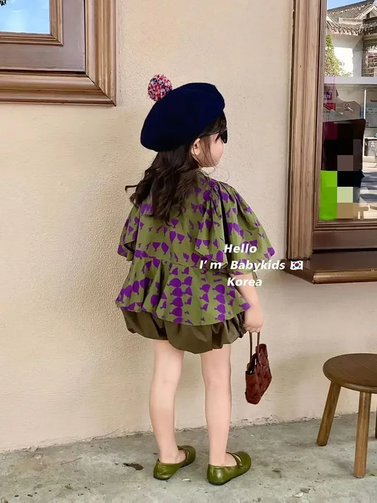 Girl Clothes Suit South Korean Children Clothes 2024 Spring and Summer Girl Suit Baby Girl Doll Shirt Shorts Two-piece Sets