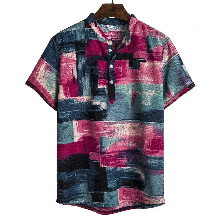 

Flower Beach Cardigan Men's Shirt Turtleneck Shirt Sleeve Short Men's Men Shirts Party Men's Clothes
