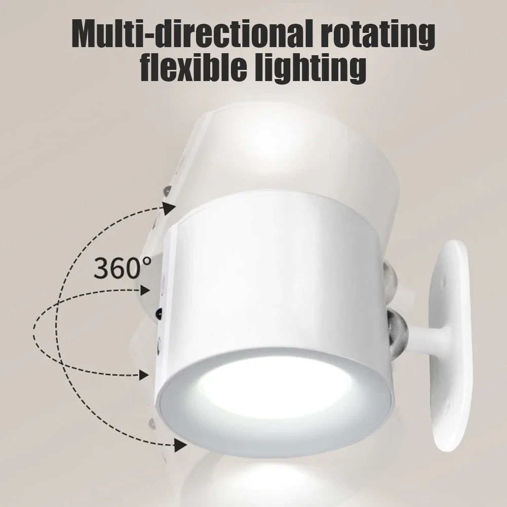 LED مزدوج الرأس ليلي لغرفة النوم ، تحكم باللمس ، شحن USB ، محمول ، لاسلكي ، ضوء قابل للدوران