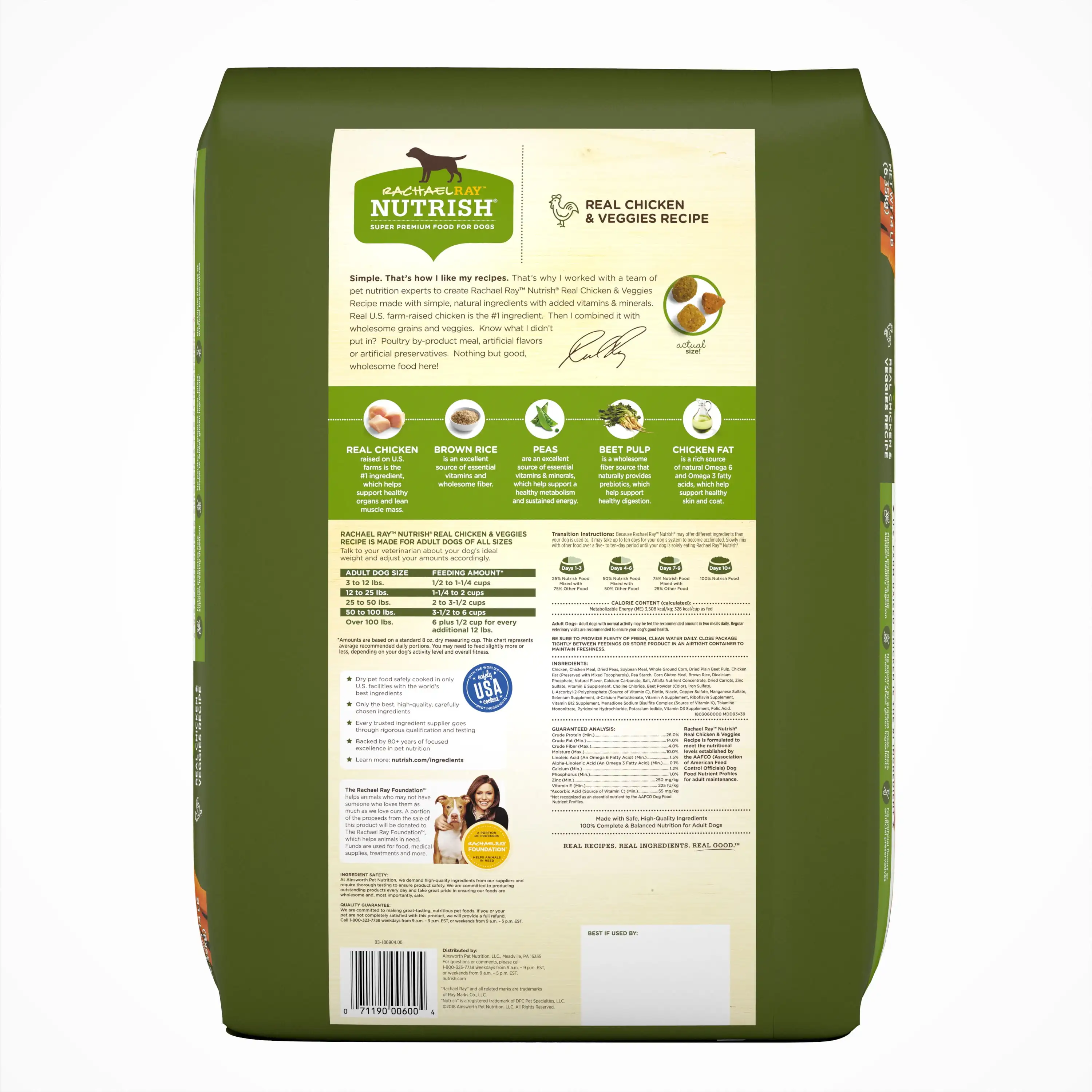 Rachael Ray Nutrish comida seca Natural para perros, pollo Real y vegetales, receta, 14 lbs