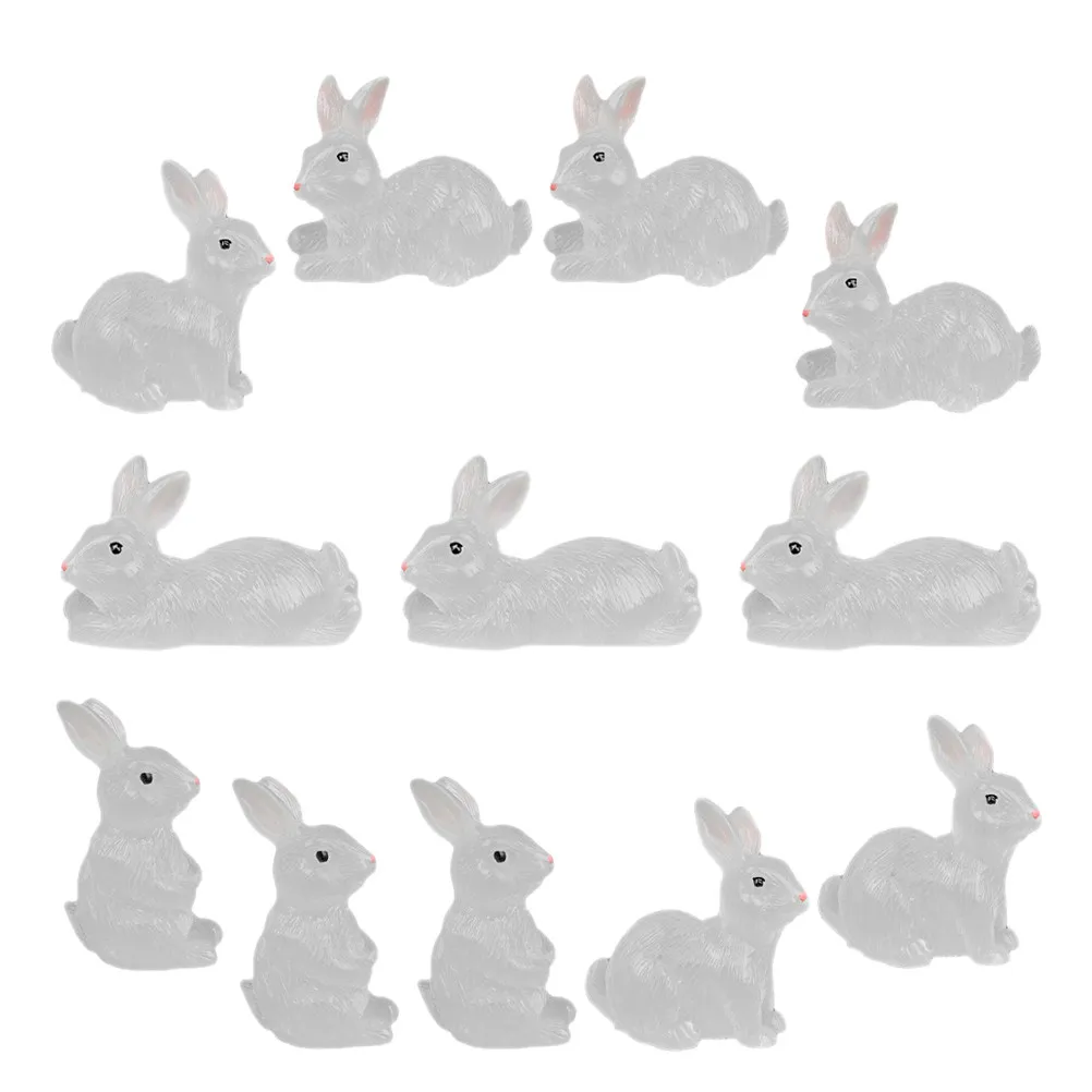

Набор из 12 светящихся кроликов: миниатюрные мультяшные фигурки из смолы для микроландшафта, декора газона, сада, ночного освещения