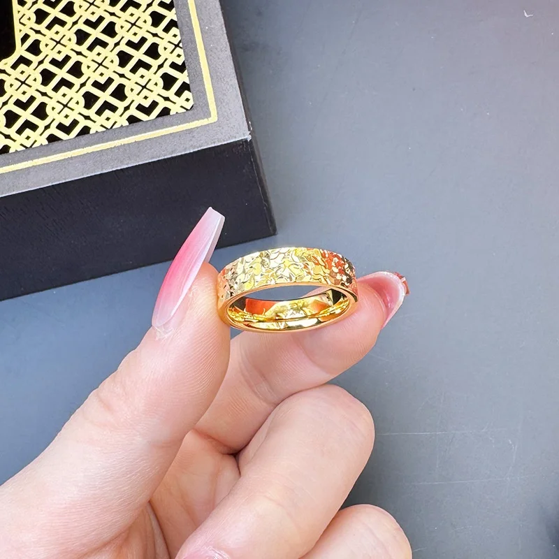 KISS&FLOWER 24KT Gold Ice Ring For Women Men Couple Fine Jewelry Wholesale Wedding Party Valentine Girl Boyfriend Gifts RI195